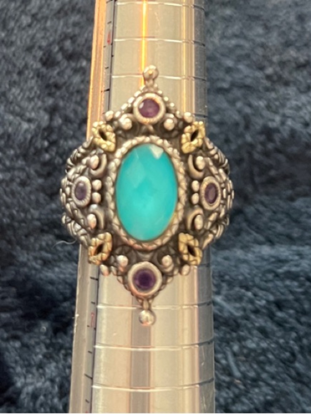 Barbara Bixby Turquoise Faceted Amethyst Ring